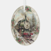 Steam Train Through Snowy Pines  Glas Ornament (Voorkant links)