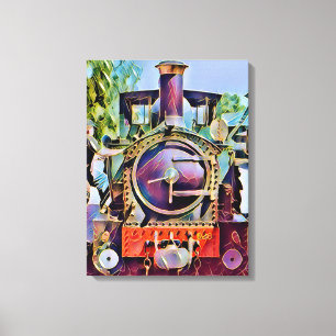 STEAM TRAINS CANVAS AFDRUK