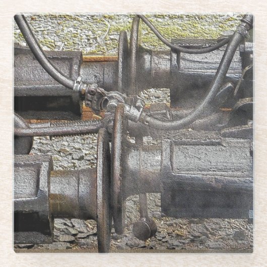 STEAM TRAINS GLAZEN ONDERZETTER (Voorkant)