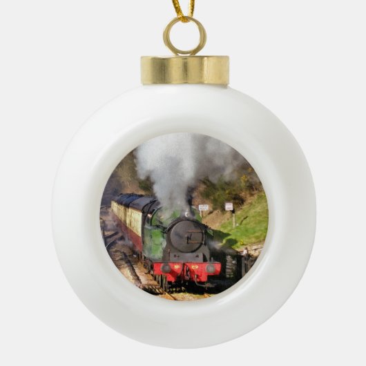 STEAM TRAINS KERAMISCHE BAL ORNAMENT (Voorkant)