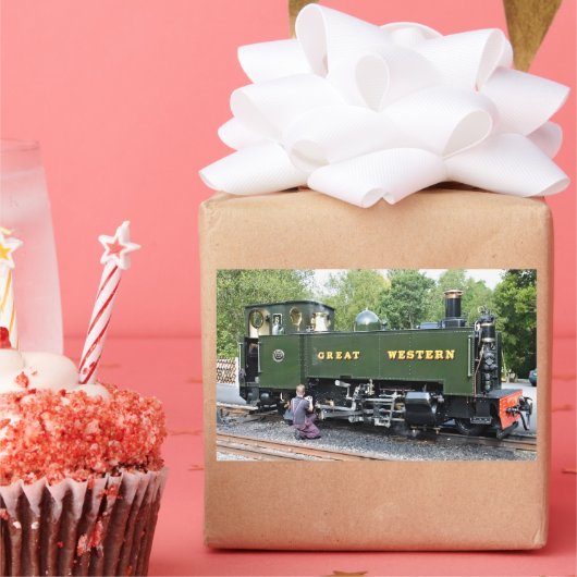 STEAM TRAINS RECHTHOEKIGE STICKER (Feest)