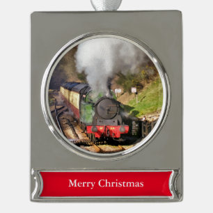STEAM TRAINS VERZILVERD BANNER ORNAMENT