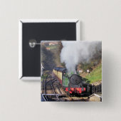 STEAM TRAINS VIERKANTE BUTTON 5,1 CM (Voorkant /achterkant)