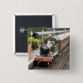 STEAM TRAINS VIERKANTE BUTTON 5,1 CM (Voorkant /achterkant)