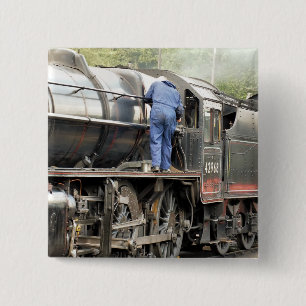 STEAM TRAINS VIERKANTE BUTTON 5,1 CM