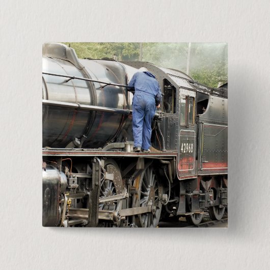 STEAM TRAINS VIERKANTE BUTTON 5,1 CM (Voorkant)