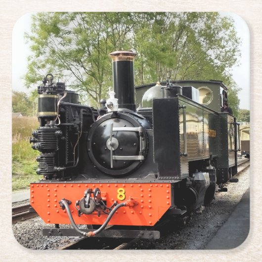 STEAM TRAINS VIERKANTE KARTONNEN ONDERZETTER (Voorkant)