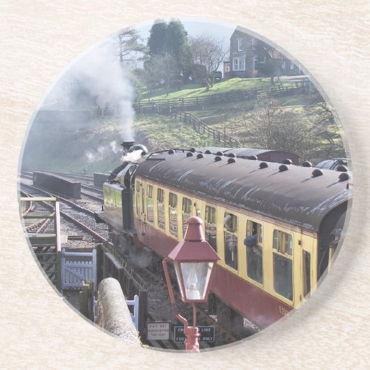 STEAM TRAINS ZANDSTEEN ONDERZETTER (Voorkant)