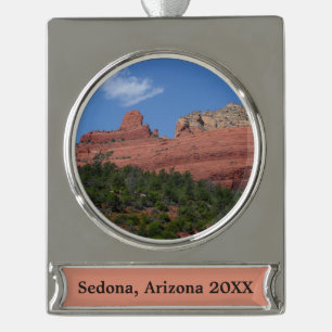 Steamboot Rock in Sedona Arizona Fotografie Verzilverd Banner Ornament
