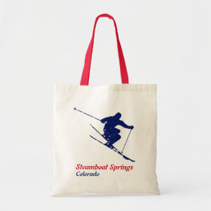 Steamboot Springs Blue Snow Skier Tote Bag