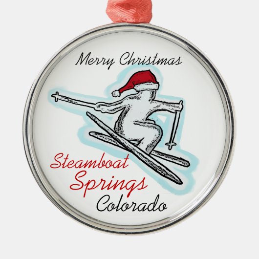 Steamboot Springs Colorado santa skier ornament (Voorkant)