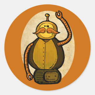 Steambot Antiek Robot Ronde Sticker