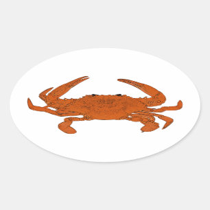 Steamed Crab Logo (Atlantische blauwe krab) Ovale Sticker