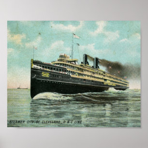 Steamer City of Cleveland 1909  Poster