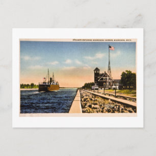 Steamer Entering Muskegon Harbour, Muskegon, Mich Briefkaart