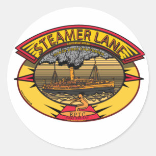 STEAMERS LANE SANTA CRUZ CA. RONDE STICKER