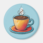 Steaming Coffee Cup Magnet Magneet (Voorkant)