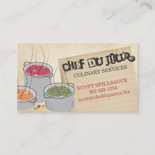 Steaming food aromas chef catering visitekaartje