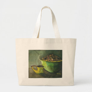 Steaming Morning Cup Koffee Bowl-koffiebonen Grote Tote Bag