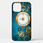 Steampun turquoise Achtergrond met tandwielen Case-Mate iPhone Case (Achterkant)