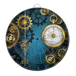 Steampun turquoise Achtergrond met tandwielen Dartbord