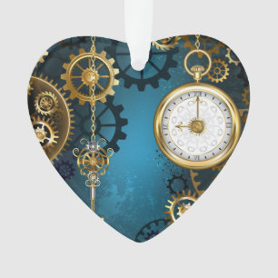 Steampun turquoise Achtergrond met tandwielen Ornament