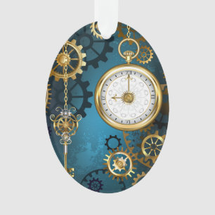 Steampun turquoise Achtergrond met tandwielen Ornament
