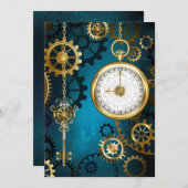 Steampun turquoise Achtergrond met tandwielen Programma (Voorkant / Achterkant)