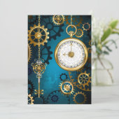 Steampun turquoise Achtergrond met tandwielen Programma (Staand voorkant)