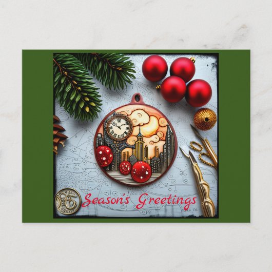 Steampunck Kerstmis Briefkaart (Voorkant)