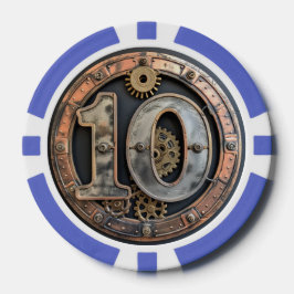 Steampunk $10 Poker Chip: Gearwork Valuta Chips