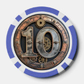 Steampunk $10 Poker Chip: Gearwork Valuta Poker Chips (Achterkant)