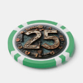 Steampunk $25 Poker Chip: Mechanische Fortuin Chips (Enkel)