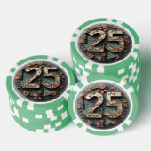 Steampunk $25 Poker Chip: Mechanische Fortuin Chips (Opstapeling)