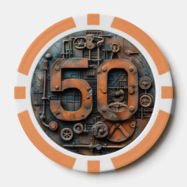 Steampunk $50 Poker Chip: Arcane Machina Poker Chips