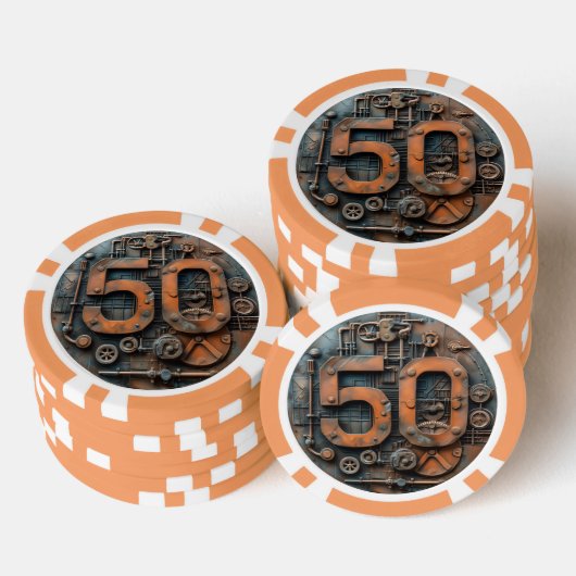 Steampunk $50 Poker Chip: Arcane Machina Poker Chips (Opstapeling)