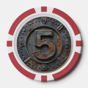 Steampunk $5 Poker Chip: Victoriaans Gokken Chips