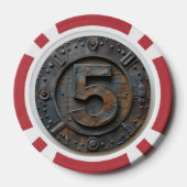 Steampunk $5 Poker Chip: Victoriaans Gokken Chips (Achterkant)