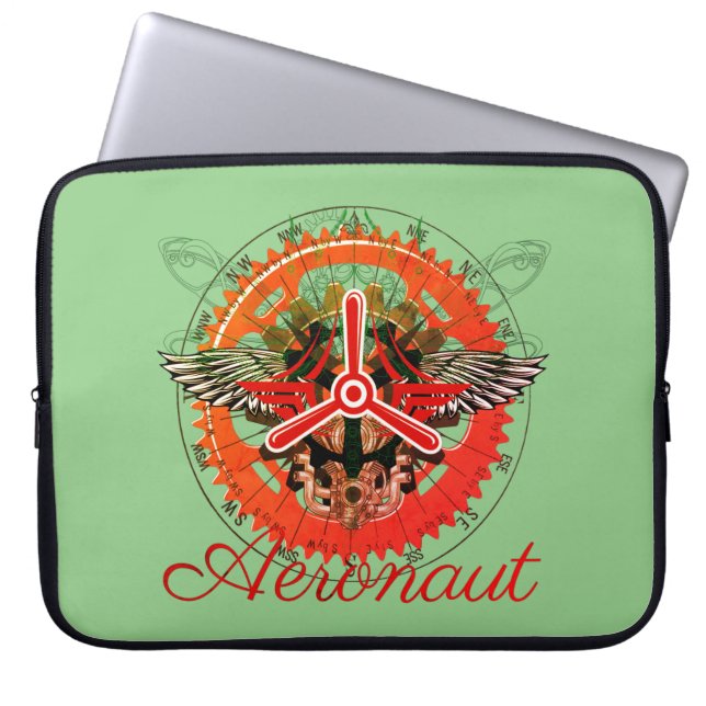 Steampunk Aeronaut, Himmelsmechanik Laptop Sleeve (Voorkant)