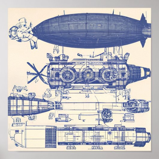 Steampunk Airship 4 Poster (Voorkant)