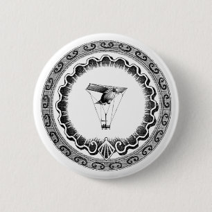 Steampunk Airship Flying Blimp Ronde Button 5,7 Cm