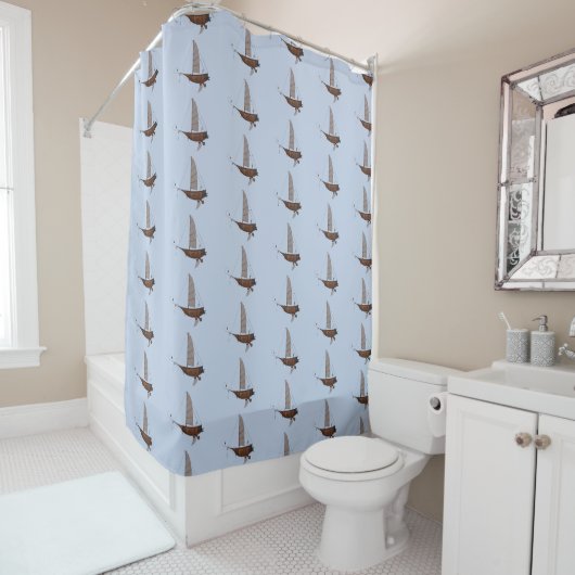 Steampunk Airship Pattern Shower Curtain Douchegordijn (In situ)