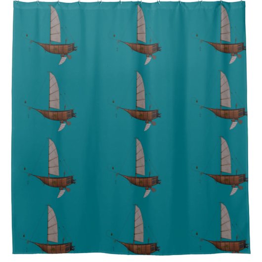 Steampunk Airship Shower Curtain Douchegordijn (Voorkant)