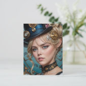 Steampunk Alice Briefkaart (Staand voorkant)