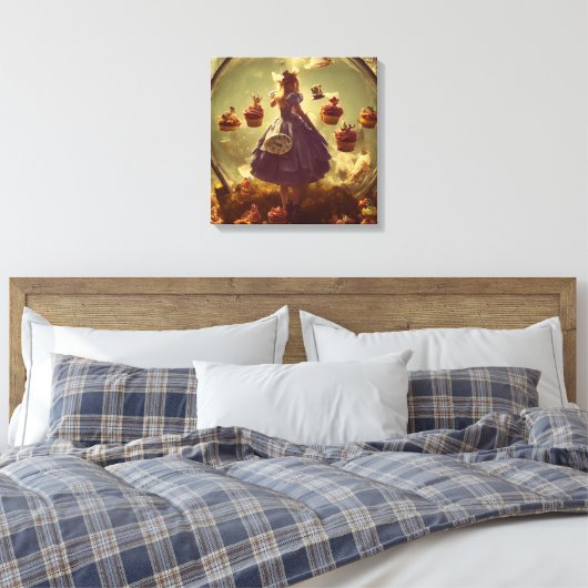 Steampunk Alice en Cupcakes Canvas Afdruk (Insitu (Slaapkamer))