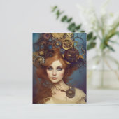 Steampunk Alice Stunning Fantasy Portret Briefkaart (Staand voorkant)