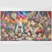 Steampunk Alice White Rabbit Tea Party Decoupage Tissuepapier (Voorkant)