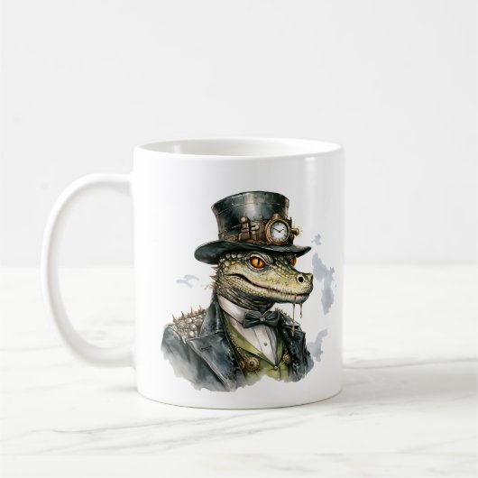Steampunk Alligator Koffie Mok (Links)