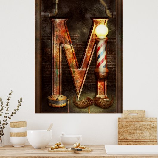 Steampunk - Alphabet - M is voor Mustache Poster (Keuken)