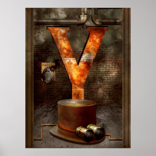 Steampunk - Alphabet - Y is voor Gele Goggles Poster (Voorkant)
